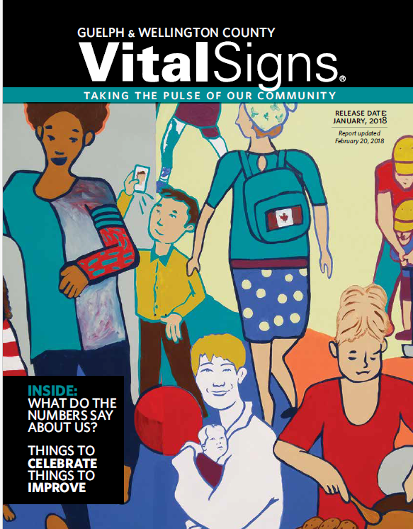 Cover of the 2018 Vital Signs Report, cartoon graphics of various people grace the cover art