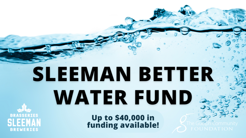 SBWF graphic Clear water with bubbles graphic announcing the Sleeman Better Water Fund is offering up to $40,000 in funding.